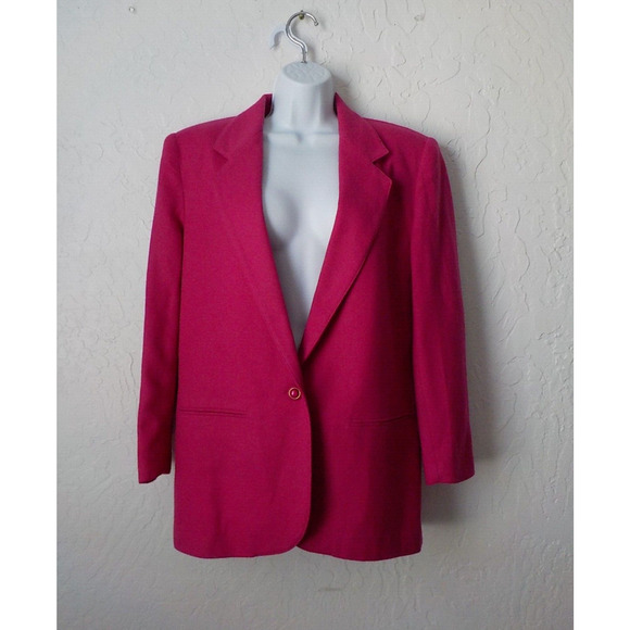 Vintage Fundamental Things Wool Pink Button Up Blazer Women size 8 Some FLAWS - Picture 1 of 12